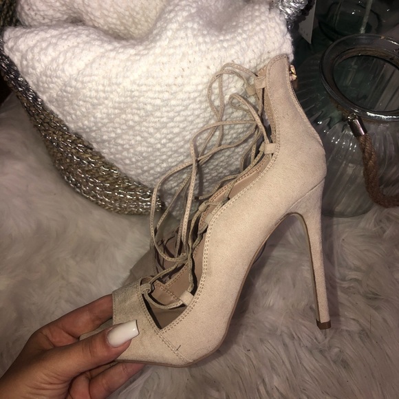 Call it Spring Tan strappy heels - Picture 2 of 3